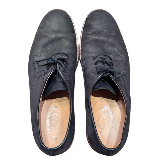 Tod's Midnight Navy Blue Matte Leather Derby US 11 Shoes - Picture 10 of 11